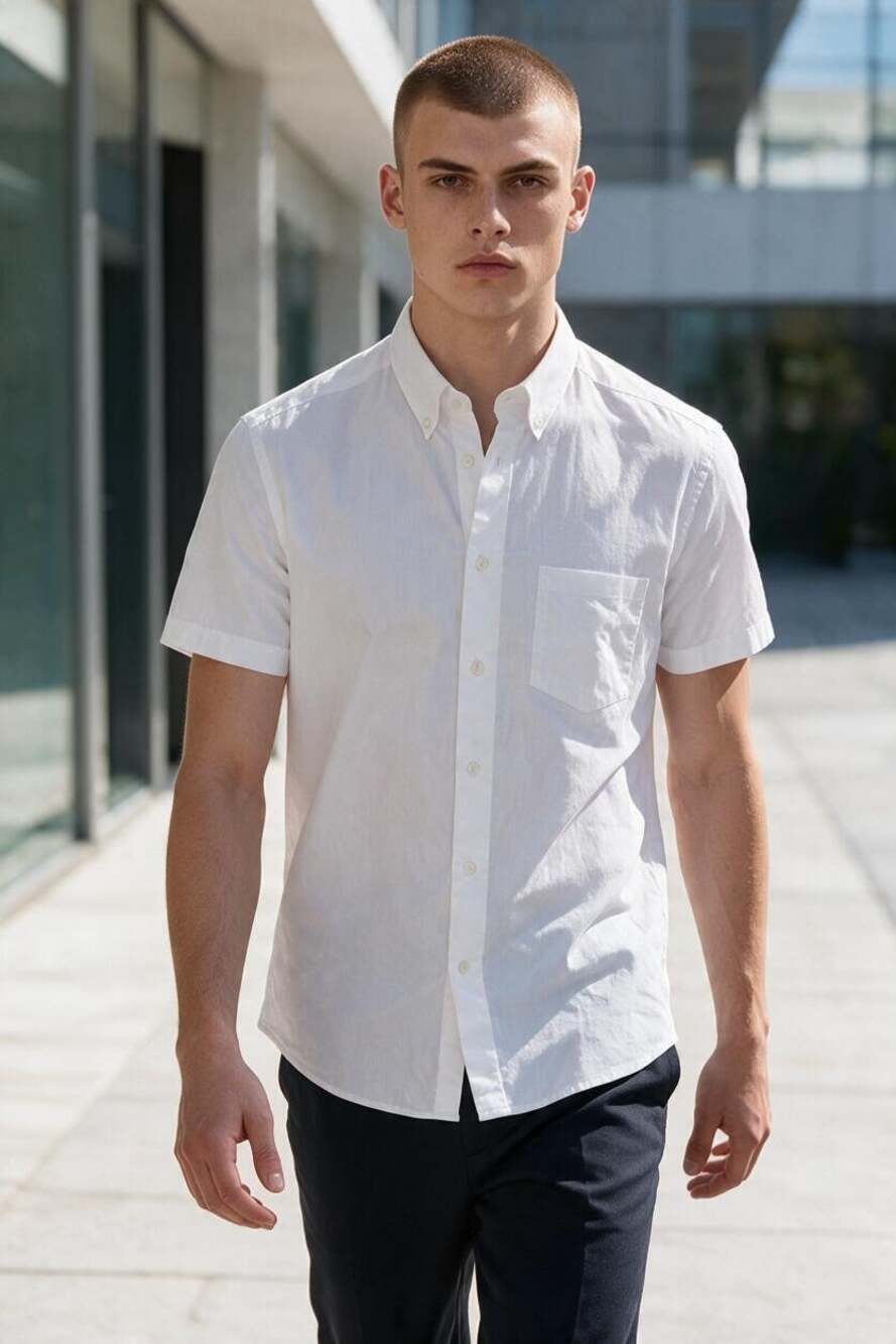 REISS Dunning Short Sleeve Button Down Shirt Size M Slim Fit $125